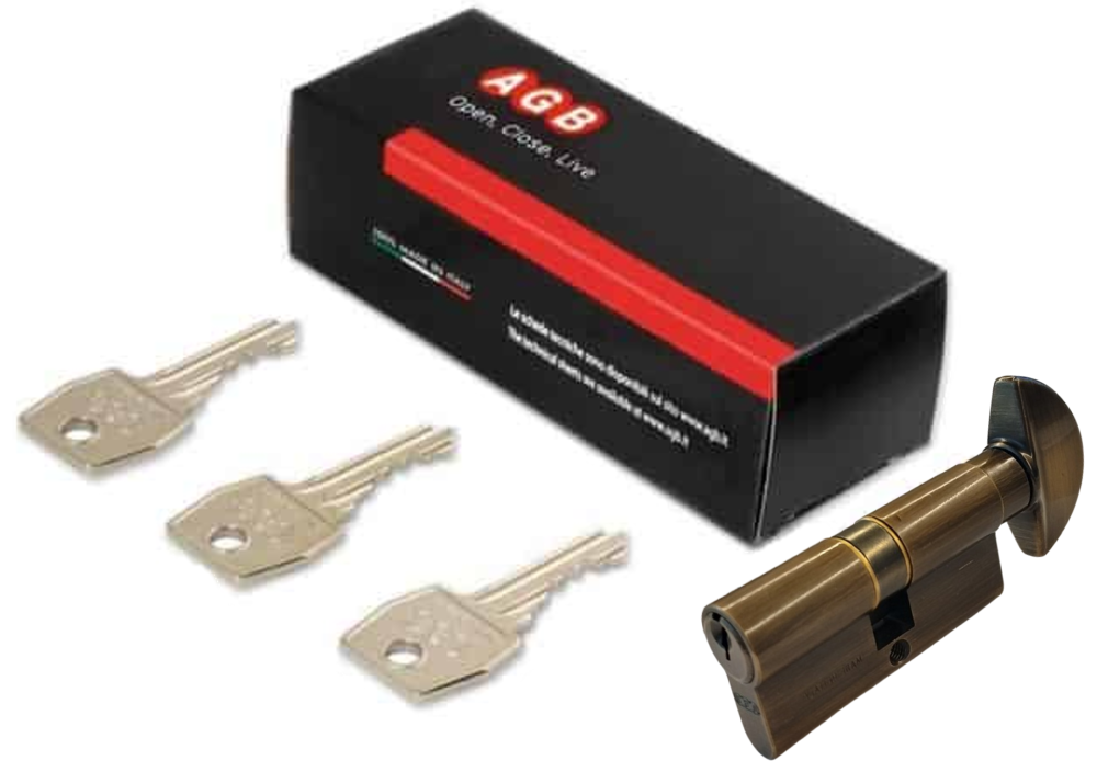 CILINDRO SEGURO MANUAL SERIE 600 (LLAVE / SEGURO MANUAL) CENT 66mm AMAESTRABLE E IGUALABLE (ITALIA)