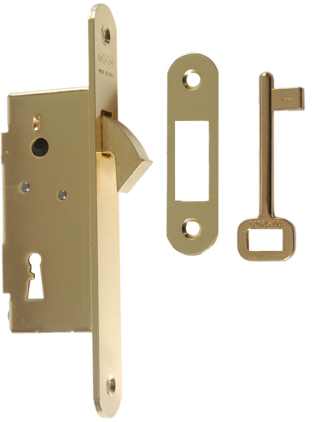 CERRADURA DE CORREDERA CON LLAVE REF. L5 BRONCEADA