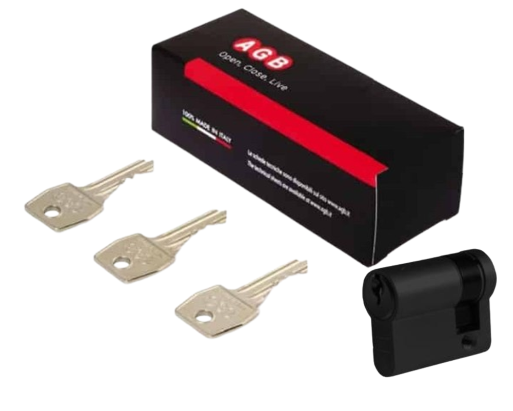 MEDIO CILINDRO 40 MM SERIE 600  (LLAVE POR UN LADO) BLACK MATT (ITALIA)AMAESTRABLE E IGUALABLE