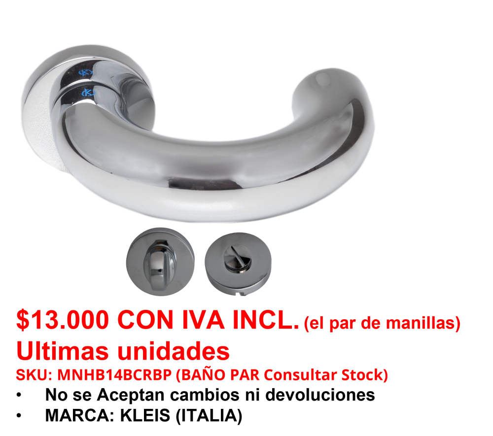 PAR MANILLA APOLLO SEGURO BAÑO CROMO BRLLANTE (Venta hasta agotar stock)