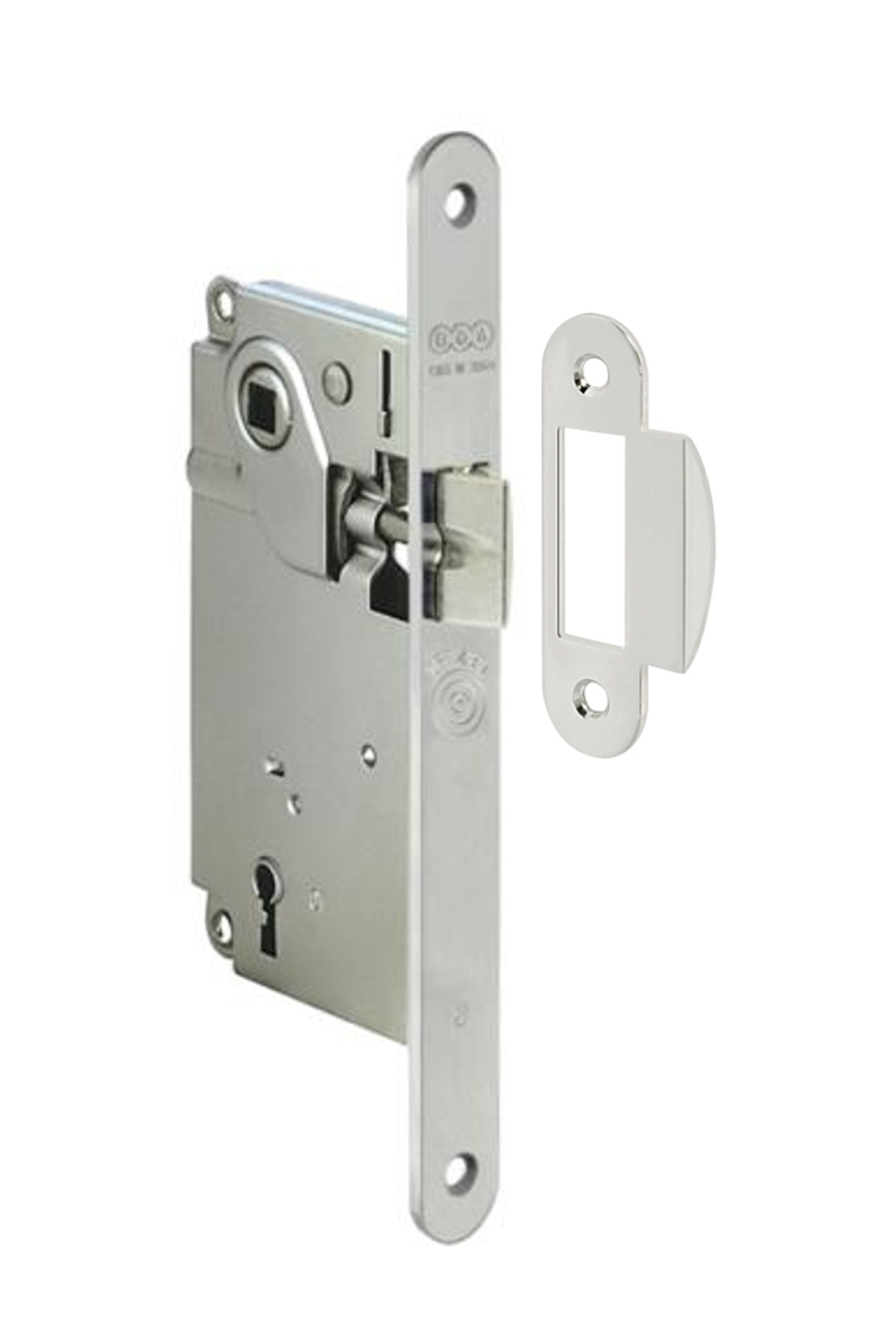 CERRADURA L3 F60 Y F30 CONTRAFUEGO (SIMPLE PASO) NIQUELADA 50mm