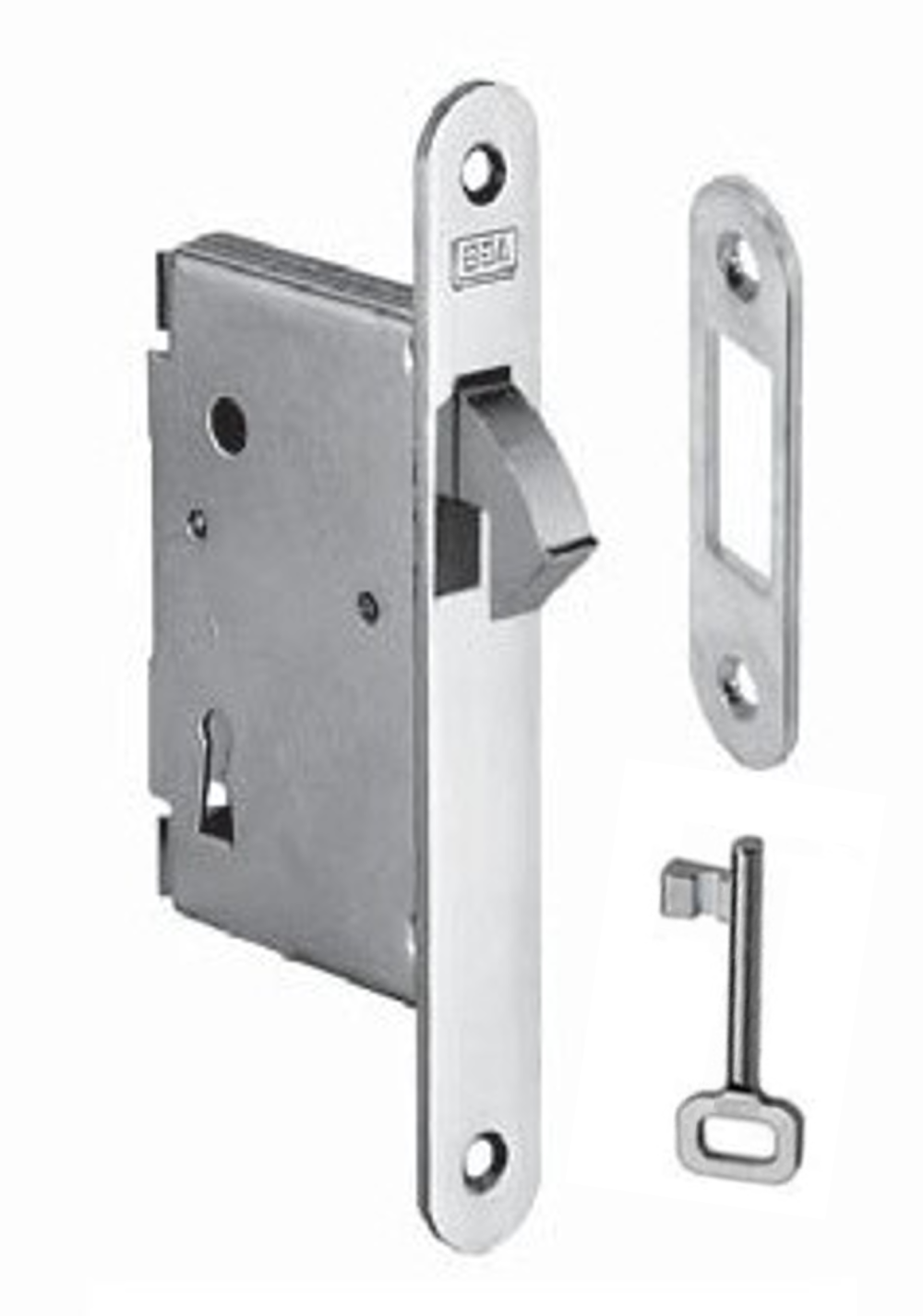 CERRADURA DE CORREDERA CON LLAVE REF. L5 NIQUELADA